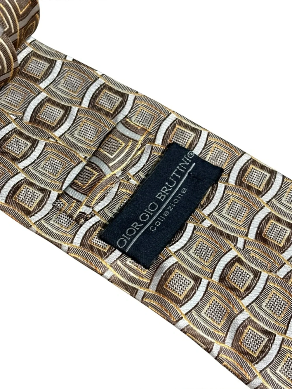 Giorgio Brutini Geometric Brown & Gold Necktie